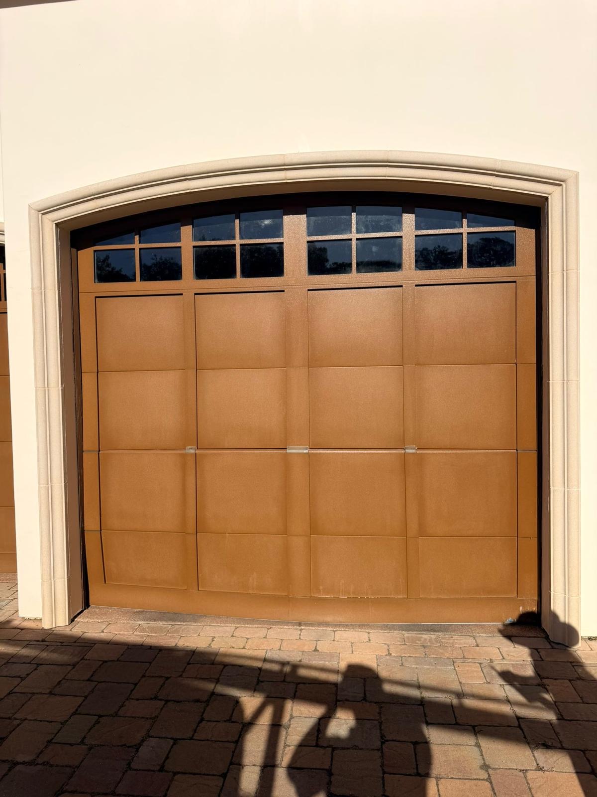 A residential carriage-style garage door at a Bay Area home
