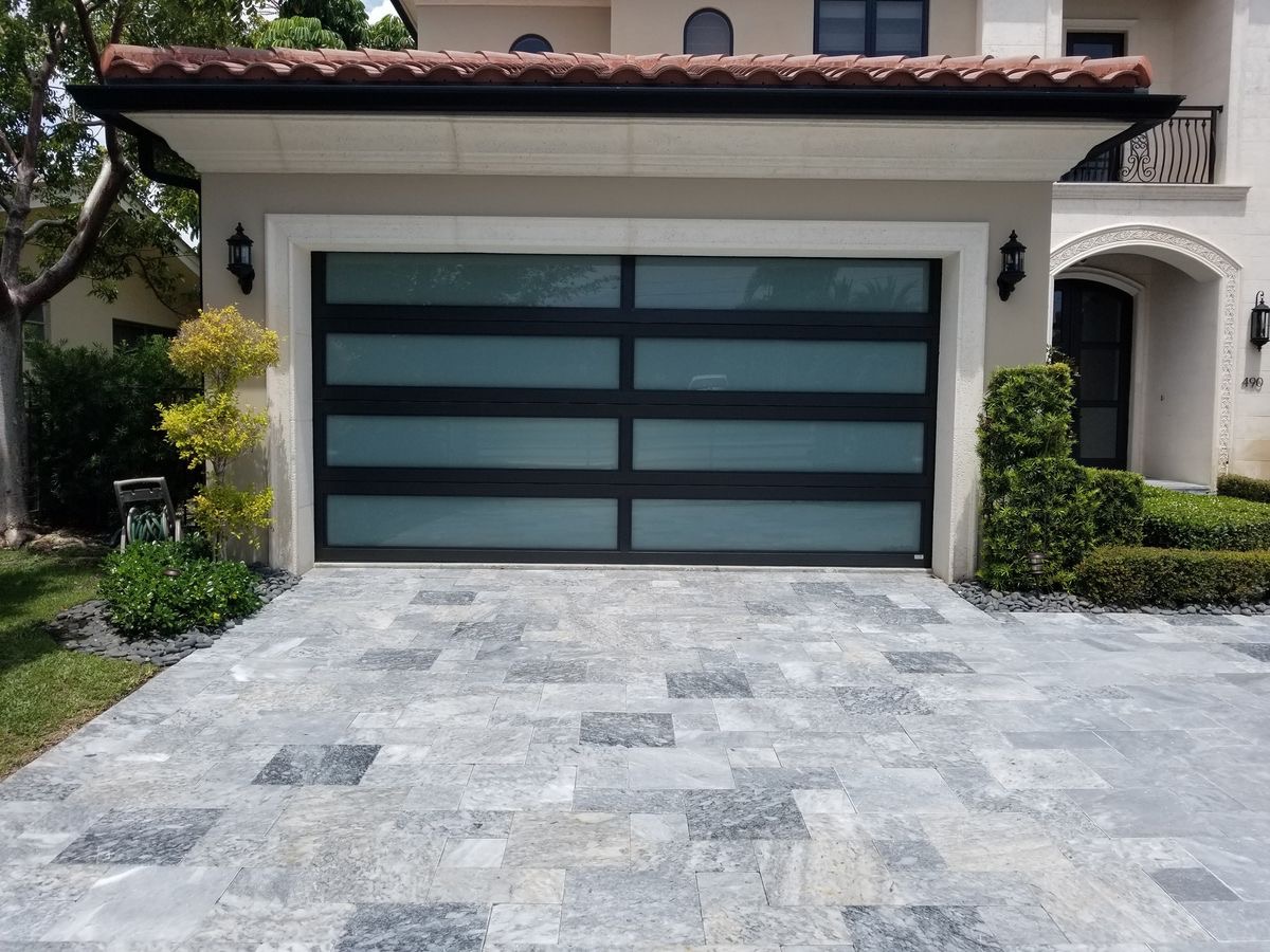 Full-view glass garage door San Francisco luxury home